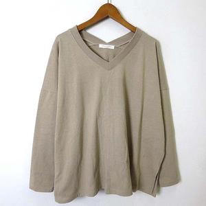 ショコラフィネローブ chocol raffine robe トレーナー スウェット プルオーバー Vネック 抜け感 コットン 長袖 M グレージュ レディース