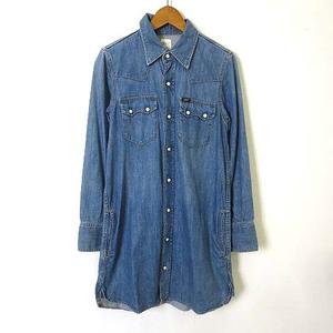 リー Lee アクアガール Ag By Aquagirl シャツワンピース デニム チュニック ロゴ 刺繍 ウォッシュ加工 長袖 M インディゴブルー レディース 068 ベクトルパーク