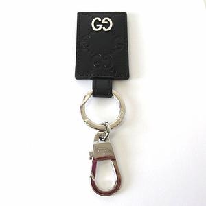 GUCCI グッチ　キーホルダー　キーリング　GG シマ　レザー　ブラック 未使用品 グッチ GUCCI キーホルダー キーリング チャーム GG柄 シマ