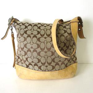 コーチ COACH バッグ シグネチャー ショルダーバッグ 9349 キャンバス レザー ベージュ ブラウン かばん 鞄 カバン メンズ レディース