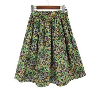 テチチ Te chichi スカート フレア タック リーフ 花柄 コットン ミディ丈 M マルチカラー レディース