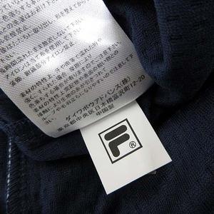 フィラ FILA Tシャツ リンガー トリム ドライ メッシュ ロゴ 速乾 吸汗 ストレッチ 半袖 L 紺 ネイビー 白 ホワイト スポーツウエア レディース