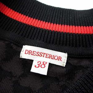ドレステリア DRESSTERIOR 2024年製 ニット カットソー セーター コットン ノースリーブ ロゴ 刺繍 M 38 黒 ブラック グレー 赤 美品 ドレステリア DRESSTERIOR 2024年製 ニット カットソー セーター