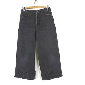 トピィーズ Topys アトリエドール ワイド デニムパンツ ジーンズ 裏総柄 ハイウエスト ストレッチ XL 42 グレー 大きいサイズ レディース