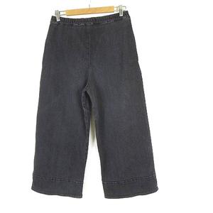 トピィーズ Topys アトリエドール ワイド デニムパンツ ジーンズ 裏総柄 ハイウエスト ストレッチ XL 42 グレー 大きいサイズ レディース