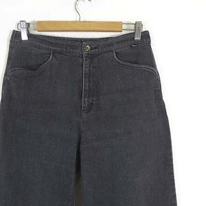 トピィーズ Topys アトリエドール ワイド デニムパンツ ジーンズ 裏総柄 ハイウエスト ストレッチ XL 42 グレー 大きいサイズ レディース