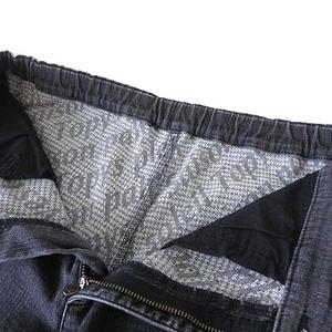 トピィーズ Topys アトリエドール ワイド デニムパンツ ジーンズ 裏総柄 ハイウエスト ストレッチ XL 42 グレー 大きいサイズ レディース