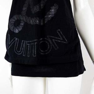 ルイヴィトン LOUIS VUITTON タンクトップ キャミソール チュニック LV ロゴ ロープ プリント XS 黒 ブラック 国内正規品 レディース