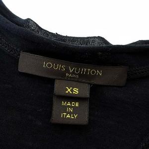 ルイヴィトン LOUIS VUITTON タンクトップ キャミソール チュニック LV ロゴ ロープ プリント XS 黒 ブラック 国内正規品 レディース