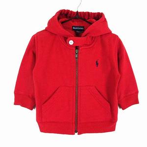 ラルフローレン RALPH LAUREN パーカー スウェット ジップアップ ポニー ロゴ 刺繍 裏起毛 フード 長袖 80cm S 赤 レッド 紺 ネイビー キッズ