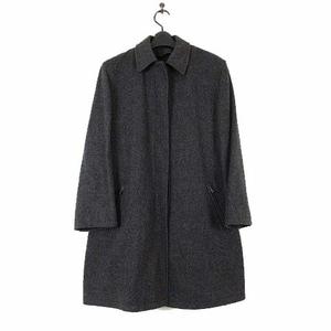プラダ PRADA イタリア製 コート ステンカラーコート ウール 起毛 アウター M 42 杢 チャコールグレー レディース