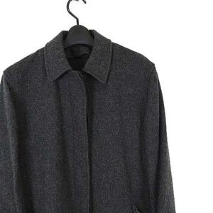 プラダ PRADA イタリア製 コート ステンカラーコート ウール 起毛 アウター M 42 杢 チャコールグレー レディース