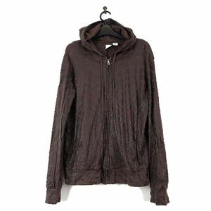 アルマーニエクスチェンジ A/X ARMANI EXCHANGE パーカー フードパーカー ジップアップ アニマル柄 ヒョウ柄 ポリウレタン コーティング S ダークブラウン こげ茶色 メンズ