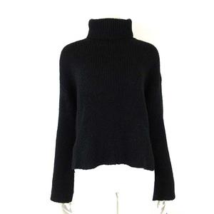 ボナジョルナータ BUONA GIORNATA ニット セーター 畦編み ウール混 タートルネック ロングテール 長袖 M 黒 ブラック レディース