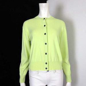 プラステ PLST カーディガン ニット マシンウォッシャブル クルーネック ドロップショルダー 長袖 M 黄 イエロー ネオン レディース