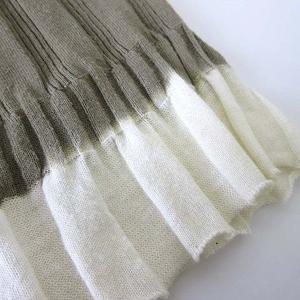 プラダ PRADA カーディガン コットン 長袖 リブニット フレア バイカラー M 42 カーキ オフ白 国内正規品 レディース