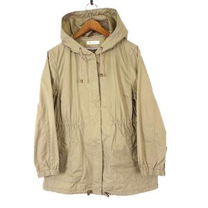 ゴールデンベア GOLDEN BEAR ジャケット マウンテンパーカー ロゴ 刺繍 フード ジップアップ L 3 ベージュ レディース