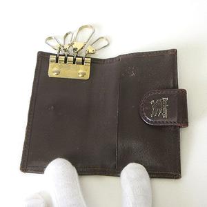 バーバリー BURBERRY キーケース 4連 ノバチェック ホース ロゴ キャンバス レザー 茶 ブラウン ベージュ メンズ レディース