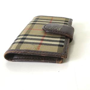 バーバリー BURBERRY キーケース 4連 ノバチェック ホース ロゴ キャンバス レザー 茶 ブラウン ベージュ メンズ レディース