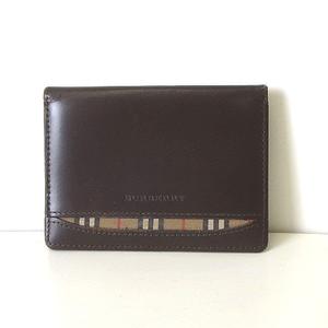 バーバリー BURBERRY パスケース カードケース 名刺入れ レザー ノバチェック ロゴ 茶 ブラウン メンズ レディース
