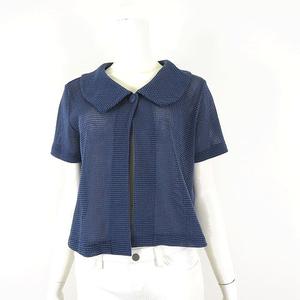ケティ KETTY カーディガン ジャケット ドット 刺繍 シアー ショート丈 半袖 M ネイビーブルー レディース