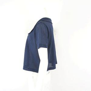ケティ KETTY カーディガン ジャケット ドット 刺繍 シアー ショート丈 半袖 M ネイビーブルー レディース