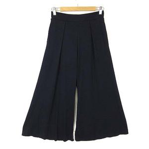 ユニクロ UNIQLO ジャージー フレア パンツ ガウチョ イージー タック 落ち感 とろみ ストレッチ M 紺 ネイビー レディース