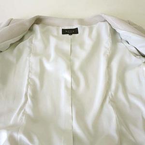 ケティ KETTY スカートスーツ セットアップ セレモニー ノーカラー ジップアップ ジャケット ひざ丈 スカート L 3 ライトグレー ベージュ レディース