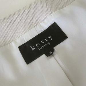 ケティ KETTY スカートスーツ セットアップ セレモニー ノーカラー ジップアップ ジャケット ひざ丈 スカート L 3 ライトグレー ベージュ レディース