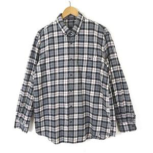 パパス Papas ヴィンテージ 90s シャツ ネルシャツ チェック ボタンダウン ロゴ ポケット 長袖 LL 52 グレー マルチカラー 大きいサイズ メンズ