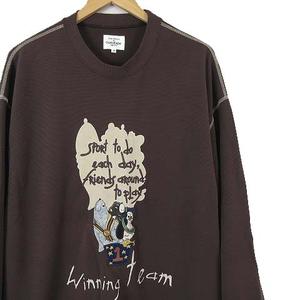 カステルバジャック CASTELBAJAC カットソー トレーナー トップス ロゴ アニマル ワッペン 刺繍 XL 4 ダークブラウン こげ茶色 ゆったり 大きいサイズ 国内正規品 メンズ