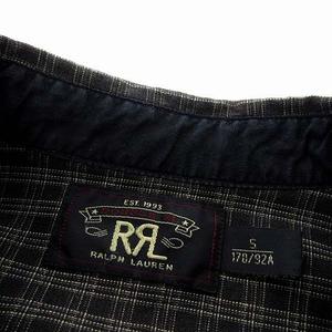 ダブルアールエル RRL シャツ ワークシャツ チンストラップ プルオーバー コットン 長袖 チェック柄 S ダークグレー ベージュ 国内正規品 782501596009 メンズ