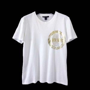ルイヴィトン LOUIS VUITTON 2020SS Tシャツ カットソー 半袖 ロゴ プリント L 白 ホワイト ゴールド 国内正規品 美品 RW201W TWD FGTS15 レディース