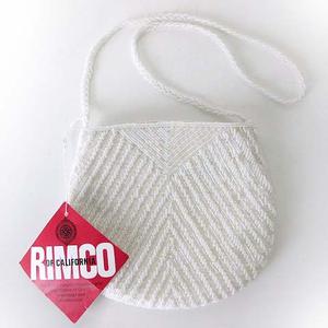 未使用品 RIMCO of California ヴィンテージ ビーズバッグ ポシェット レトロ ビーズ シェブロン柄 パール色 ホワイト かばん 鞄 カバン 美品 レア 希少 レディース