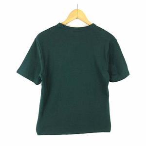 プラスワン PLUS ONE ニッ Tシャツト クルーネック コットン ストレッチ 半袖 S 深緑 ダークグリーン メンズ
