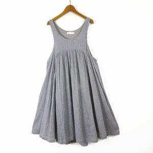 マオメイド mao made ワンピース フレア ギャザー ラミー 麻 ノースリーブ M グレー レディース
