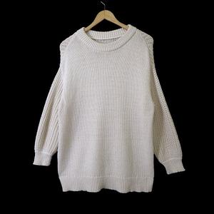 ナチュラルビューティーベーシック NATURAL BEAUTY BASIC ニット セーター ローゲージ ドロップショルダー 長袖 M ライトベージュ オフホワイト レディース