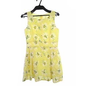グレイル Grl ノースリーブ ワンピース フレア 膝丈 花柄 バックファスナー 黄 L レディース 069 ベクトルパーク