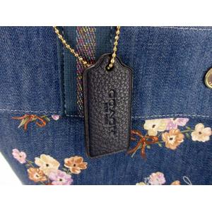 コーチ COACH デニム トートバッグ ショルダーバッグ 花柄 プリント 