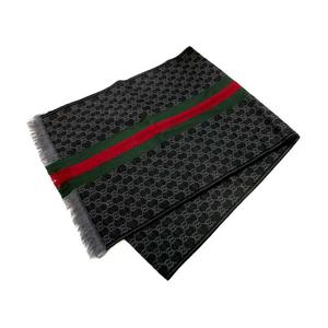 Gucci GGパターン マフラー 黒 赤 緑