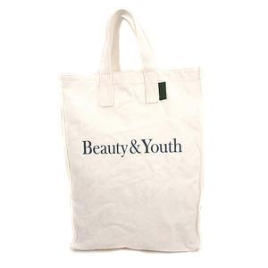 B&Y ユナイテッドアローズ BEAUTY&YOUTH ビューティー&ユース キャンバス トートバッグ かばん 鞄 ロゴ 白 ホワイト メンズ