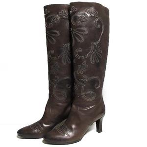 ボッテガヴェネタ BOTTEGA VENETA ロング ブーツ ウエスタン 刺繍