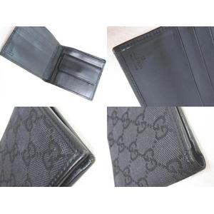 グッチ GUCCI 2つ折り 財布 GG柄 パイピング ブラック 黒 キャンバス地