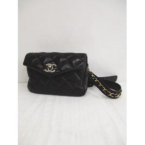 シャネル CHANEL マトラッセ ウエストポーチ ココ CC 黒系