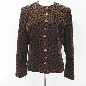 GIVENCHY ジバンシー レオパード ノーカラーコート ヴィンテージ 42 ジバンシィ GIVENCHY 長袖 ノーカラージャケット 42 ブラウン 茶
