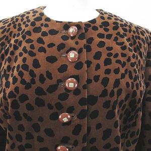 GIVENCHY ジバンシー レオパード ノーカラーコート ヴィンテージ 42 ジバンシィ GIVENCHY 長袖 ノーカラージャケット 42 ブラウン 茶