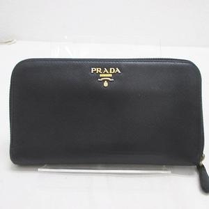 プラダ PRADA 長財布 ロゴ ラウンドファスナー ジップ ブラック