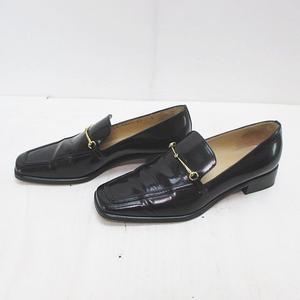 グッチ GUCCI ローファー ホースビット スクエアトゥ 37 ブラック 黒