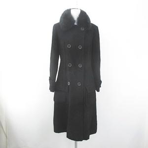 マックスマーラ MAX MARA ロング丈 ファー付き ピーコート M 黒系 