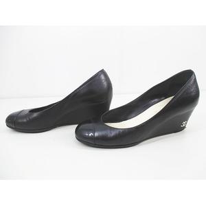 シャネルパンプスココマークウェッジ黒